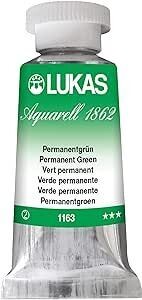 Tubo Acuarela Lukas 1862 24ml S2 #1163 Verde Permanente