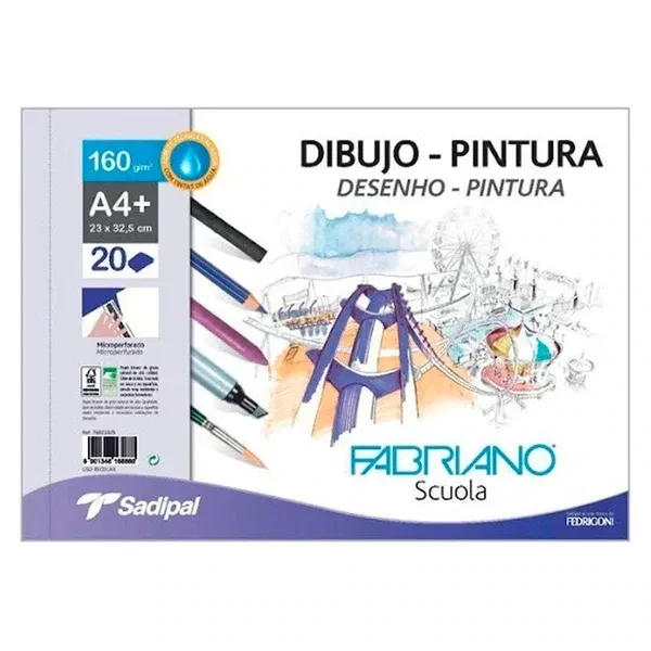 Bloc espiral Fabriano dibujo-pintura A4  160g 20h