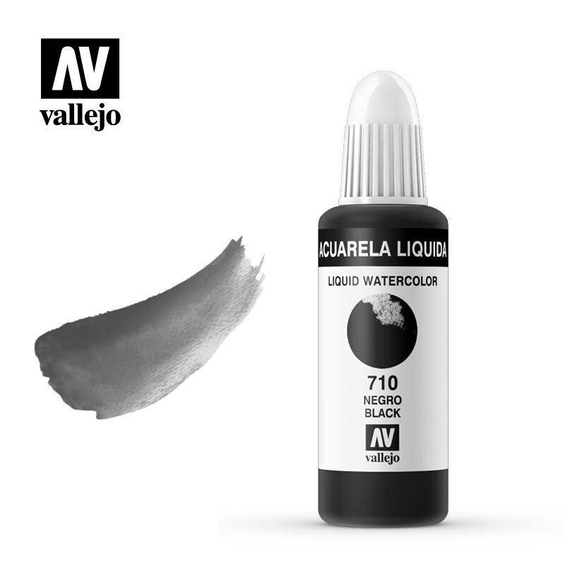 Acuarela líquida Vallejo #710 NEGRO