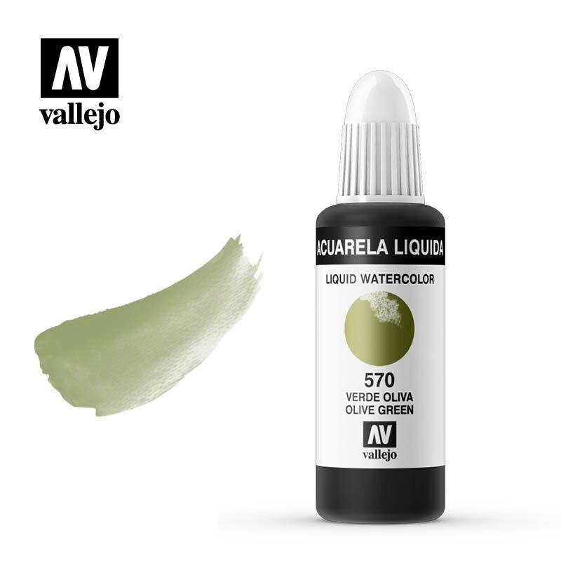 Acuarela líquida Vallejo #570 VERDE OLIVA