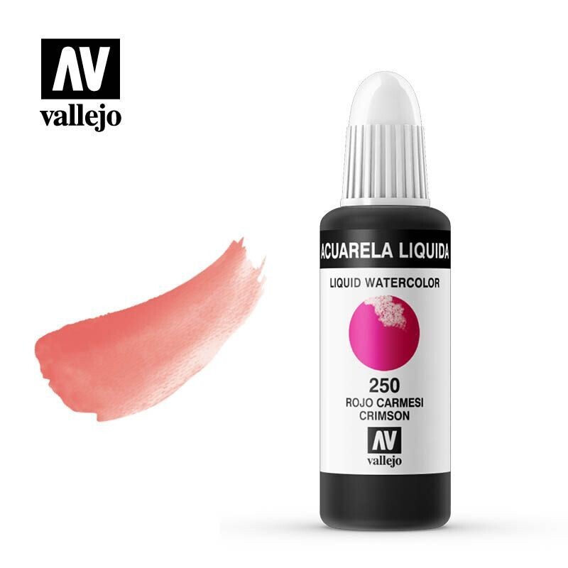 Acuarela líquida Vallejo #250 ROJO CARMESÍ