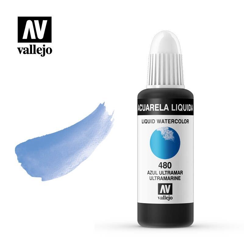 Acuarela líquida Vallejo #480 AZUL ULTRAMAR