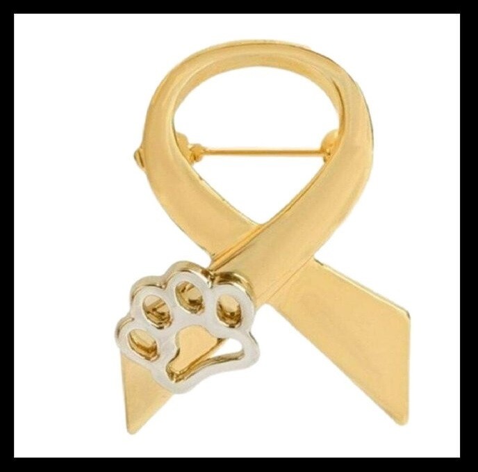'RIBBON AND PAW' CHARITY PIN BADGE ~ BUY 4 PINS & GET AN EXTRA PIN AND 2 WRISTBANDS FREE