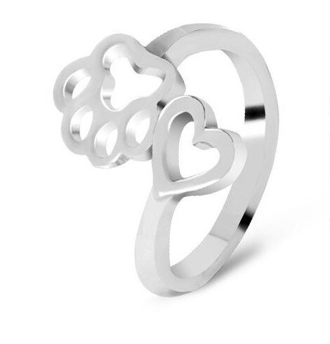 PAW AND HEART ADJUSTABLE RING