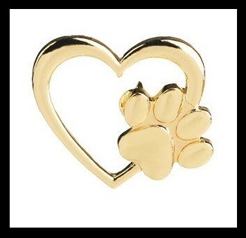 GOLD HEART AND PAW BROOCH