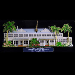 Brass and Enamel Little White House Cut-out Ornament