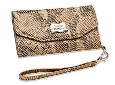ID Stronghold RFID Wristlet Phone Case Gallivanting - Cream Cobra