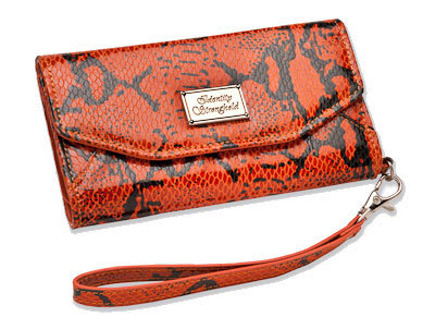ID Stronghold RFID Wristlet Phone Case Gallivanting - Orange Python