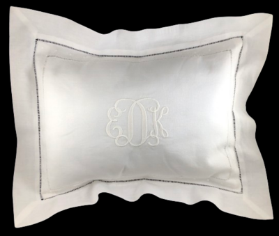 Monogrammed Gilucci/Hemstitch Baby Pillow