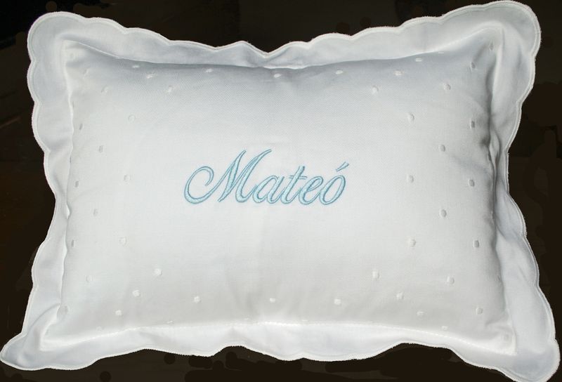 Monogrammed Scalloped Swiss Dot Baby Pillow