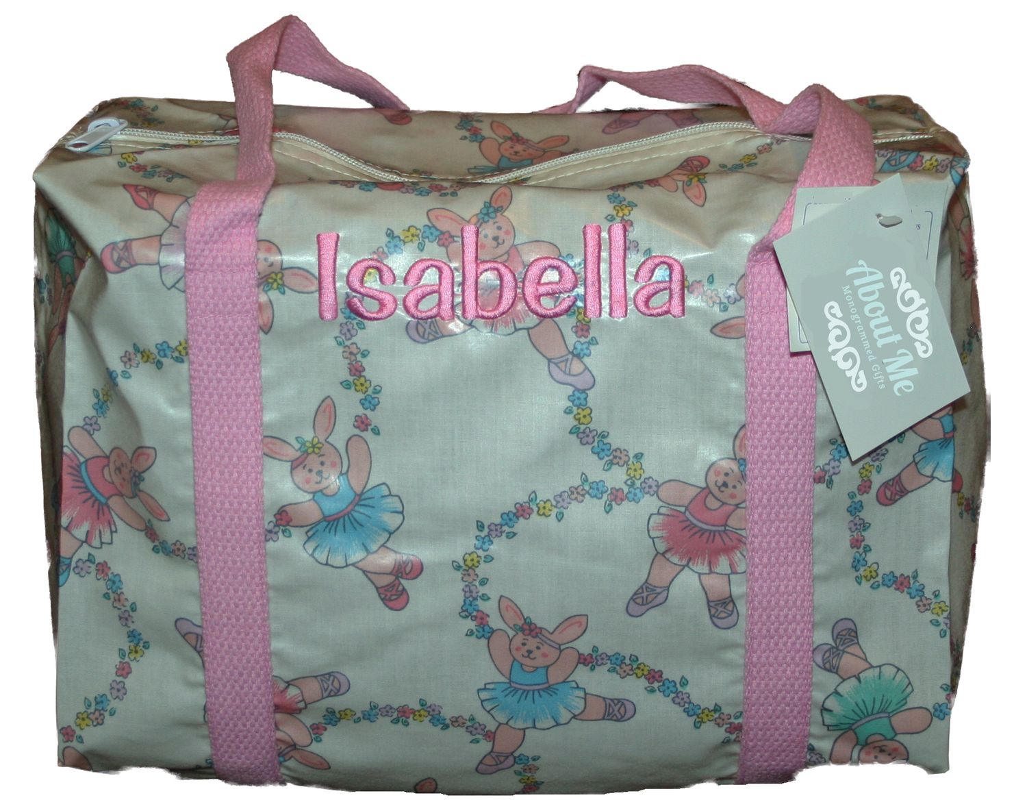 Monogrammed Large Dancing Bunnies Slicker Duffel