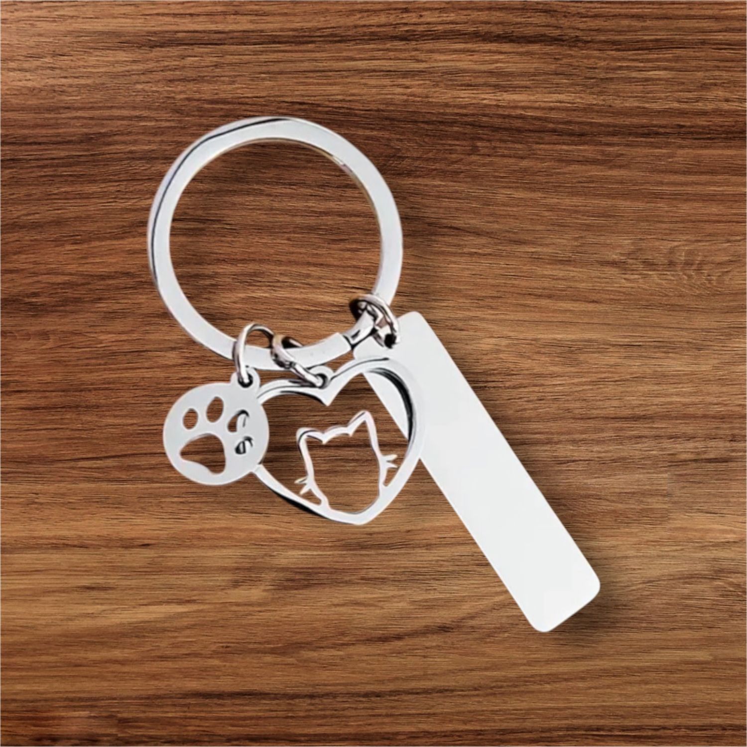 Engraved Cat Keychain