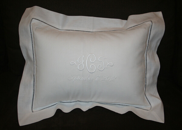 Monogrammed Gilucci/Hemstitch Baby Pillow