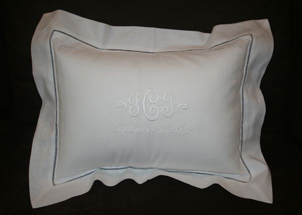 Monogrammed Gilucci/Hemstitch Baby Pillow