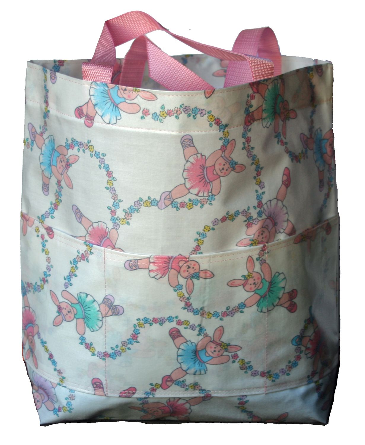 Monogrammed Dancing Bunnies Slicker Open Tote