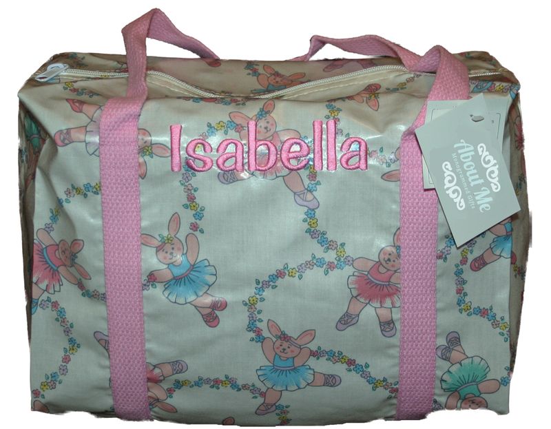 Monogrammed Small Dancing Bunnies Slicker Duffel
