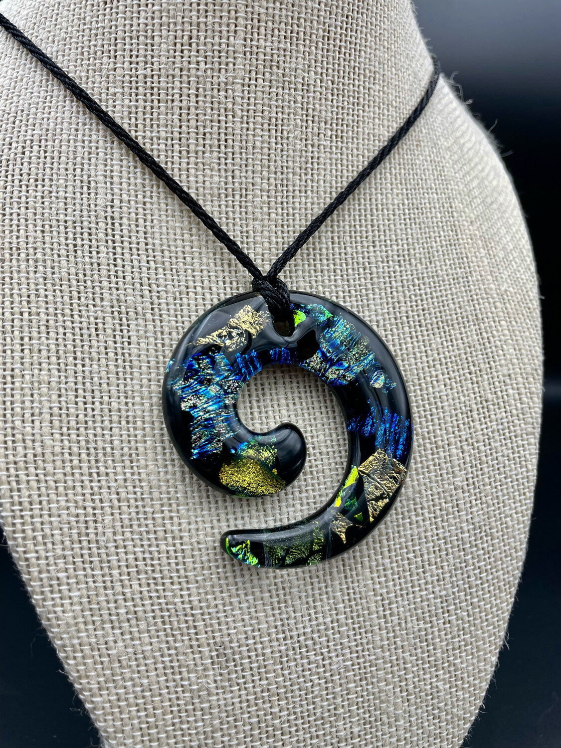 Dichroic Glass Swirl Necklace