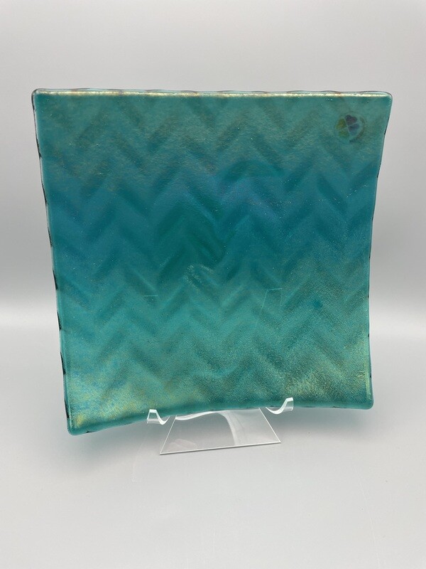 IRIDIZED Herringbone Peacock 10-inch Platter