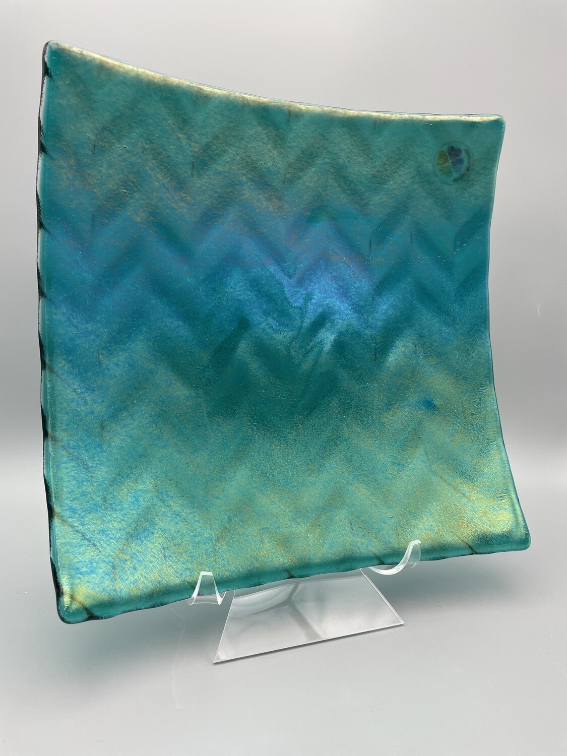 IRIDIZED Herringbone Peacock 10-inch Platter