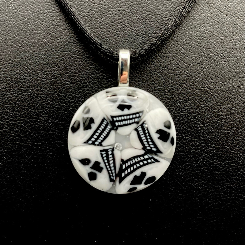 Skull Pendant with Black Satin Necklace
