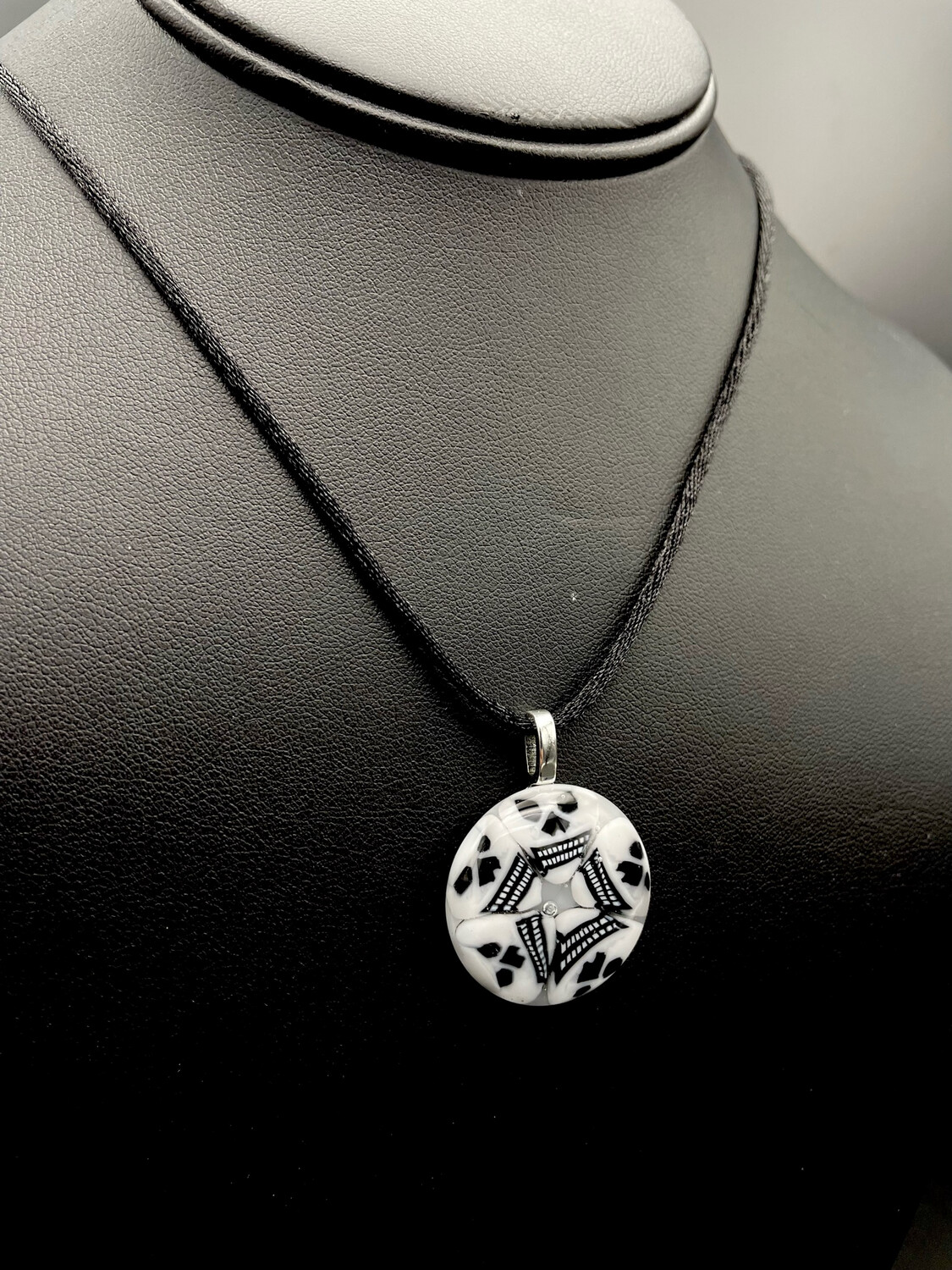 Skull Pendant with Black Satin Necklace