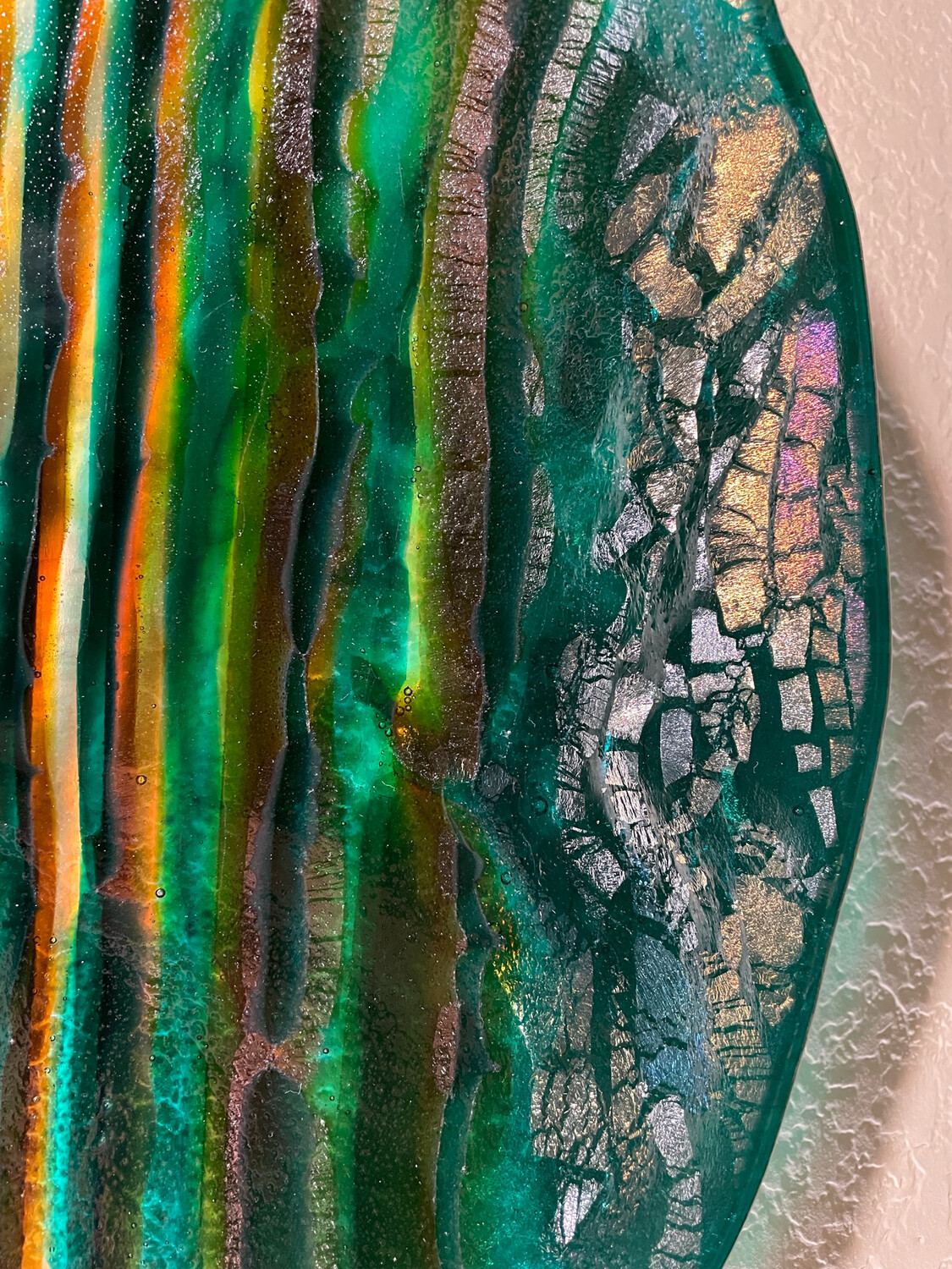 Jewel Tones Art Glass Wall Panel