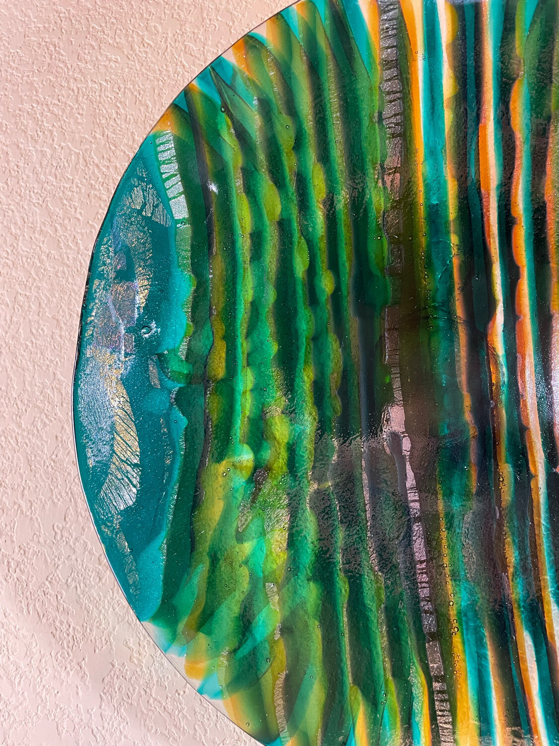 Jewel Tones Art Glass Wall Panel