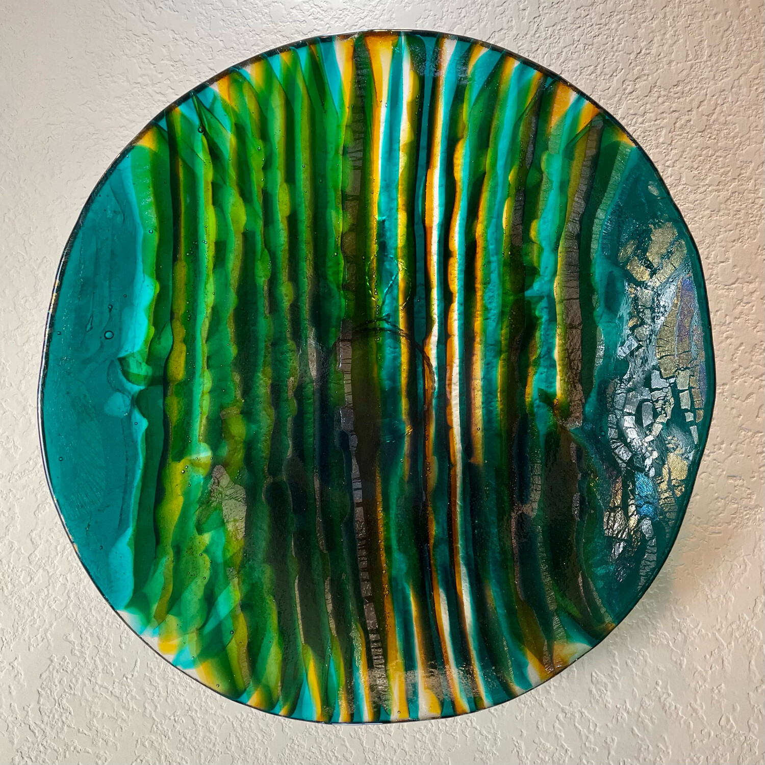 Jewel Tones Art Glass Wall Panel