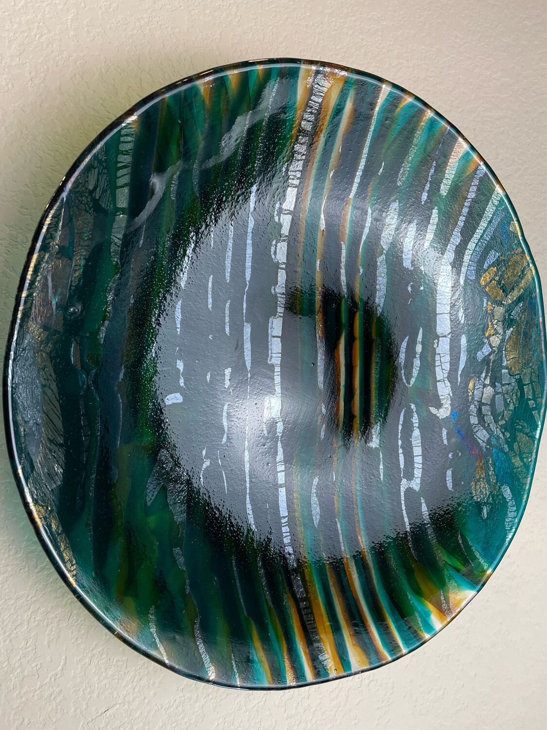 Jewel Tones Art Glass Wall Panel