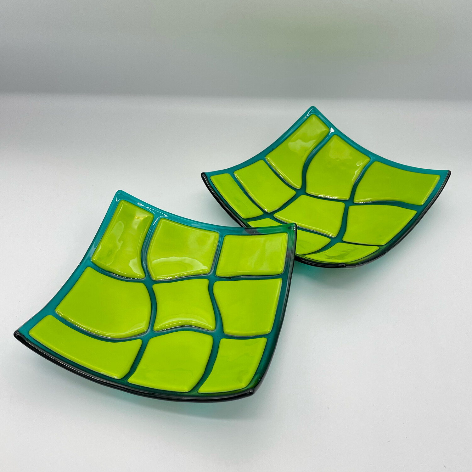 Funky Spring Green and Peacock Dish