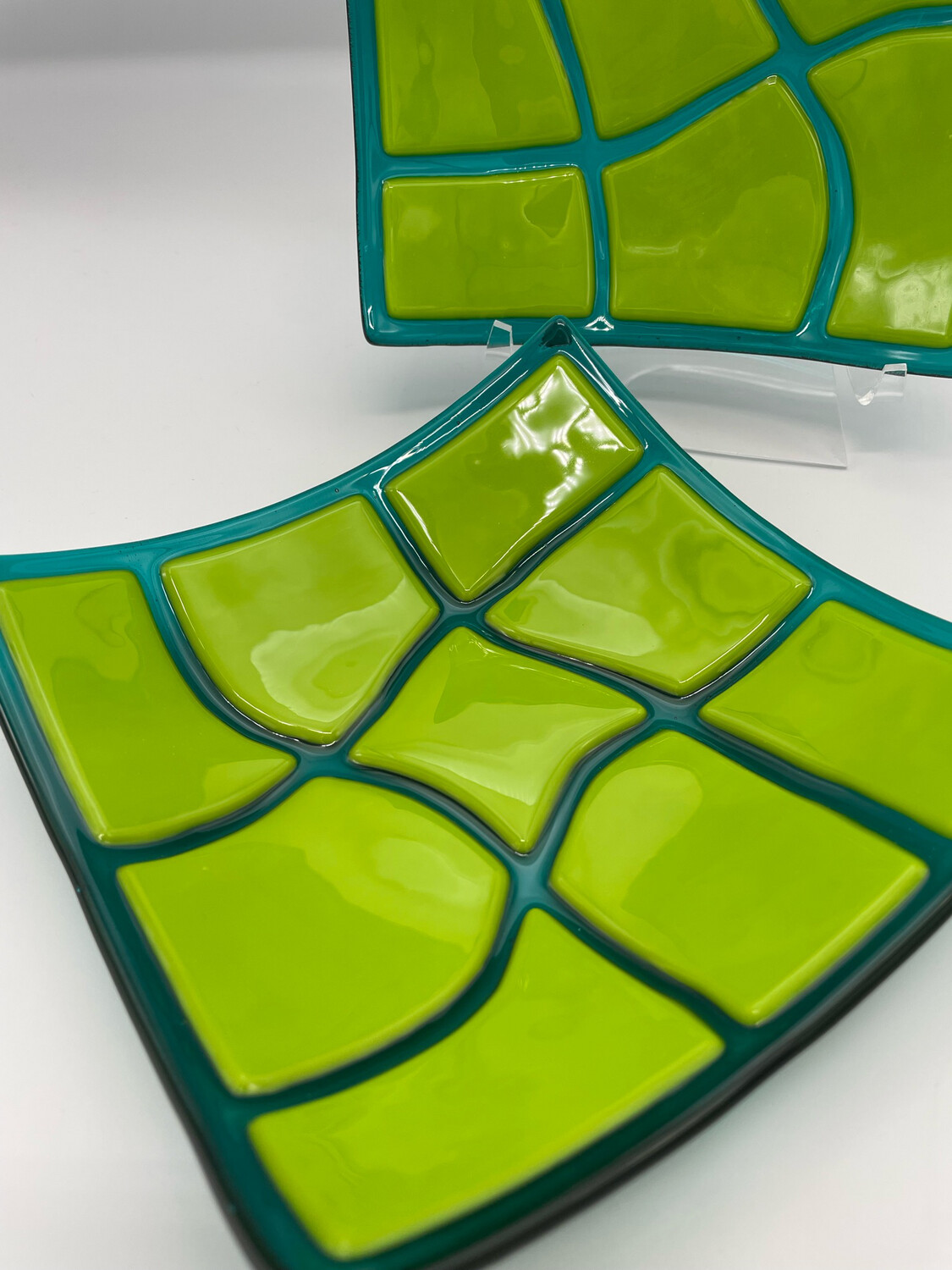 Funky Spring Green and Peacock Dish