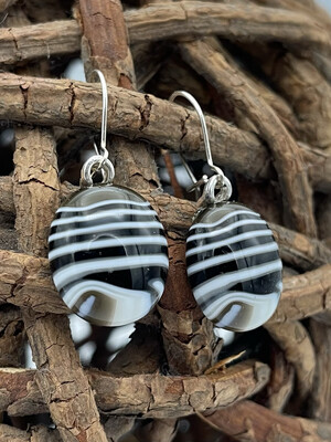 Stacked Lines Kiln-Formed Fused Glass Earrings