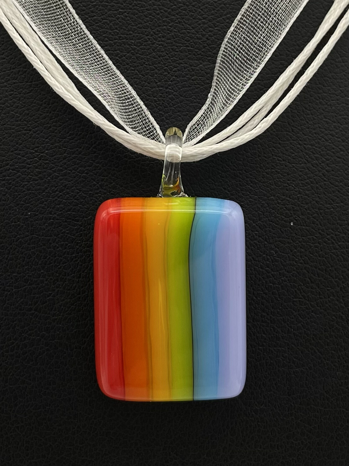 Rainbow Block Kiln-Formed Fused Glass Pendant