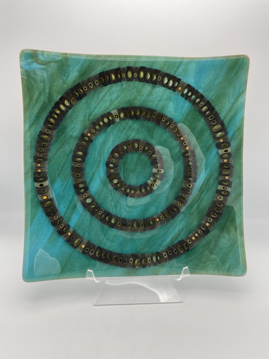 &quot;Snakeskin&quot; 9.5-inch Fused Glass Plate