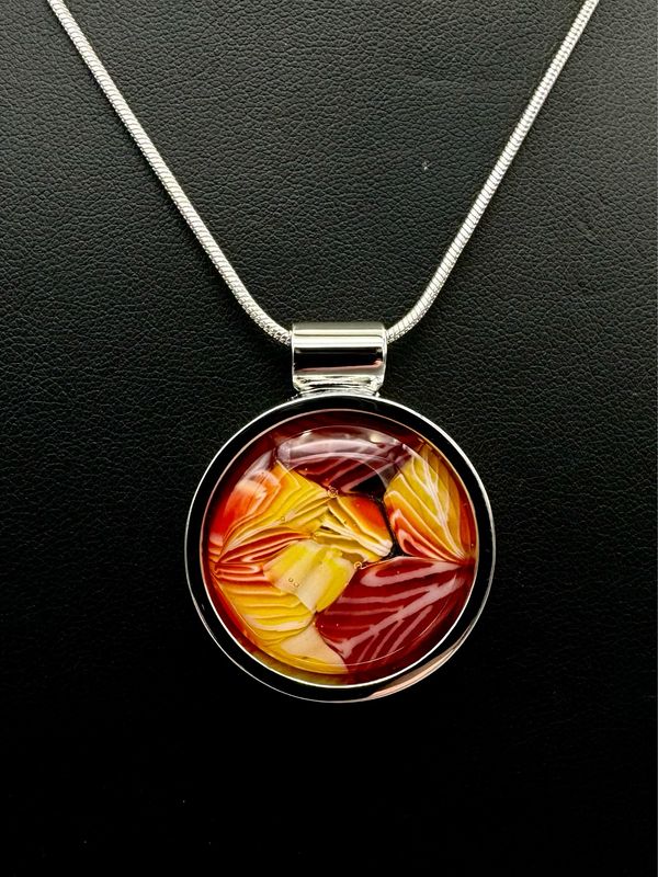 Fall Leaves Kiln-Formed Fused Glass Pendant