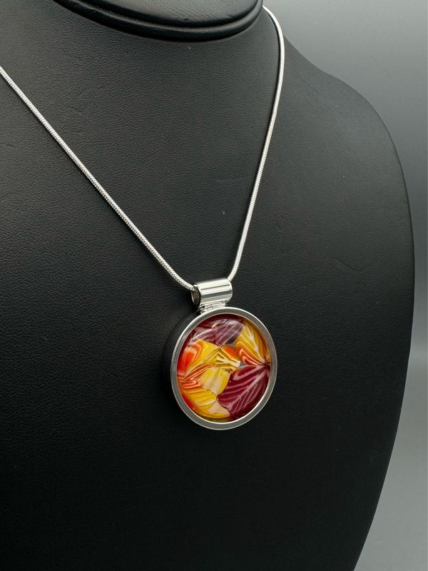 Fall Leaves Kiln-Formed Fused Glass Pendant