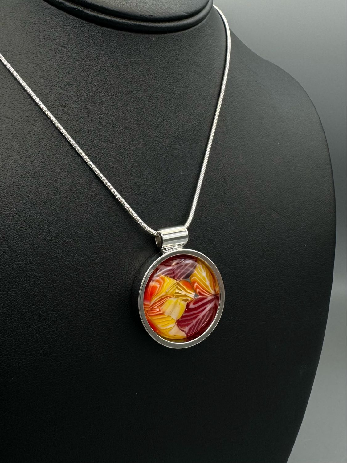 Fall Leaves Kiln-Formed Fused Glass Pendant