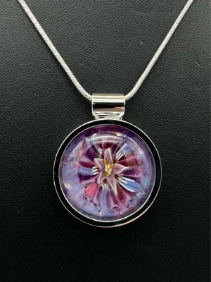 Passion Flower Kiln-Formed Fused Glass Pendant