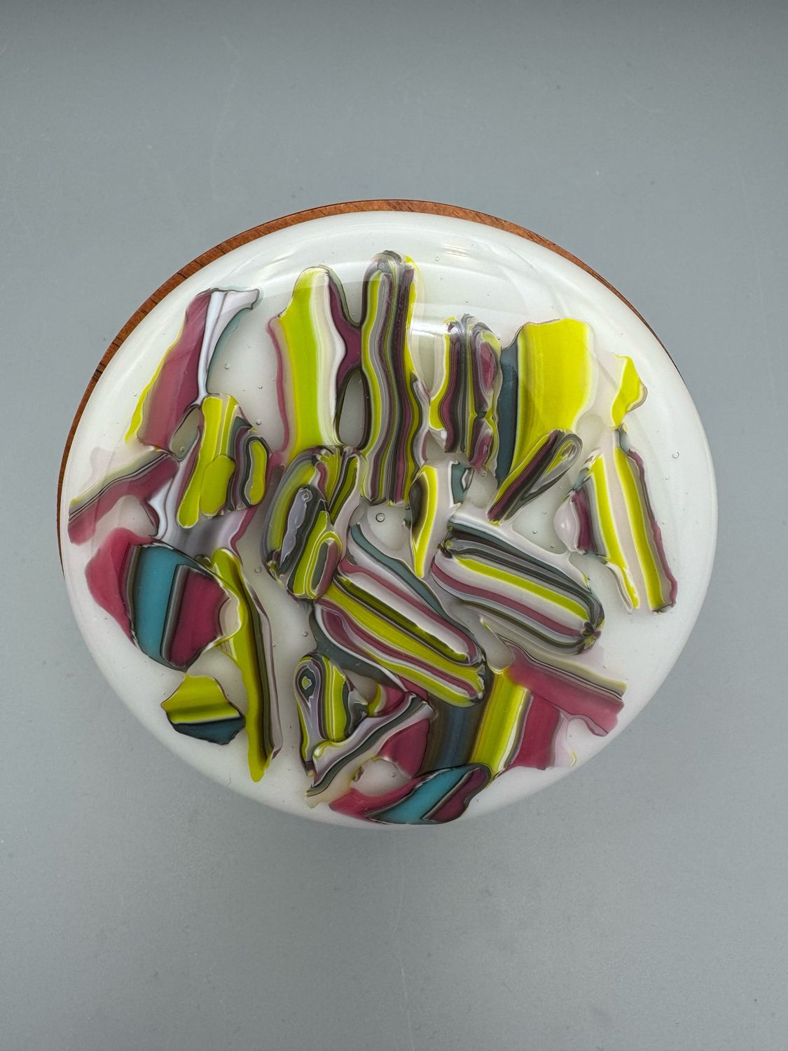 Fused Glass and Acacia Wood Salt Cellar #1