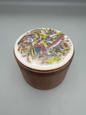 Fused Glass and Acacia Wood Salt Cellar #2