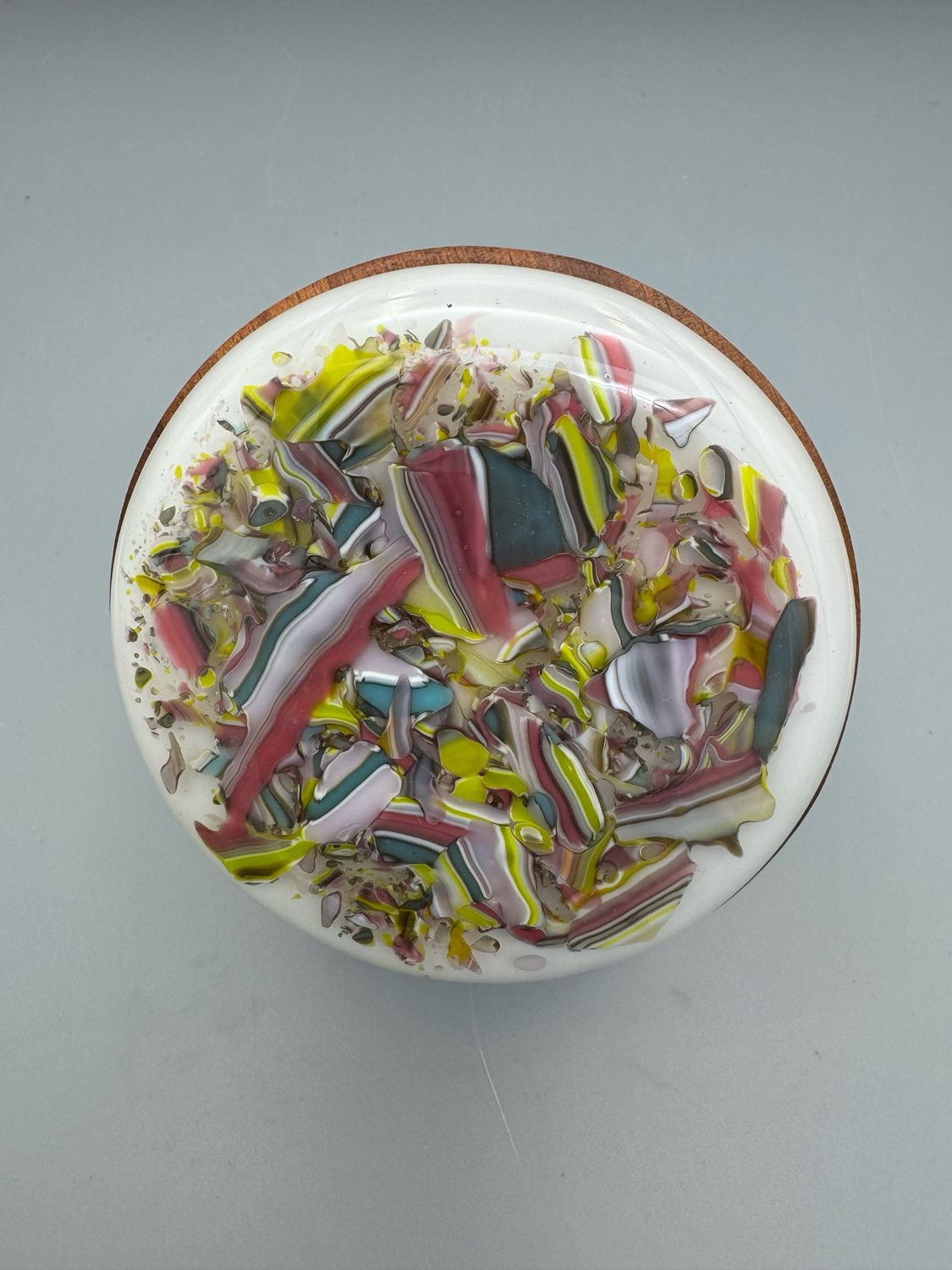 Fused Glass and Acacia Wood Salt Cellar #2