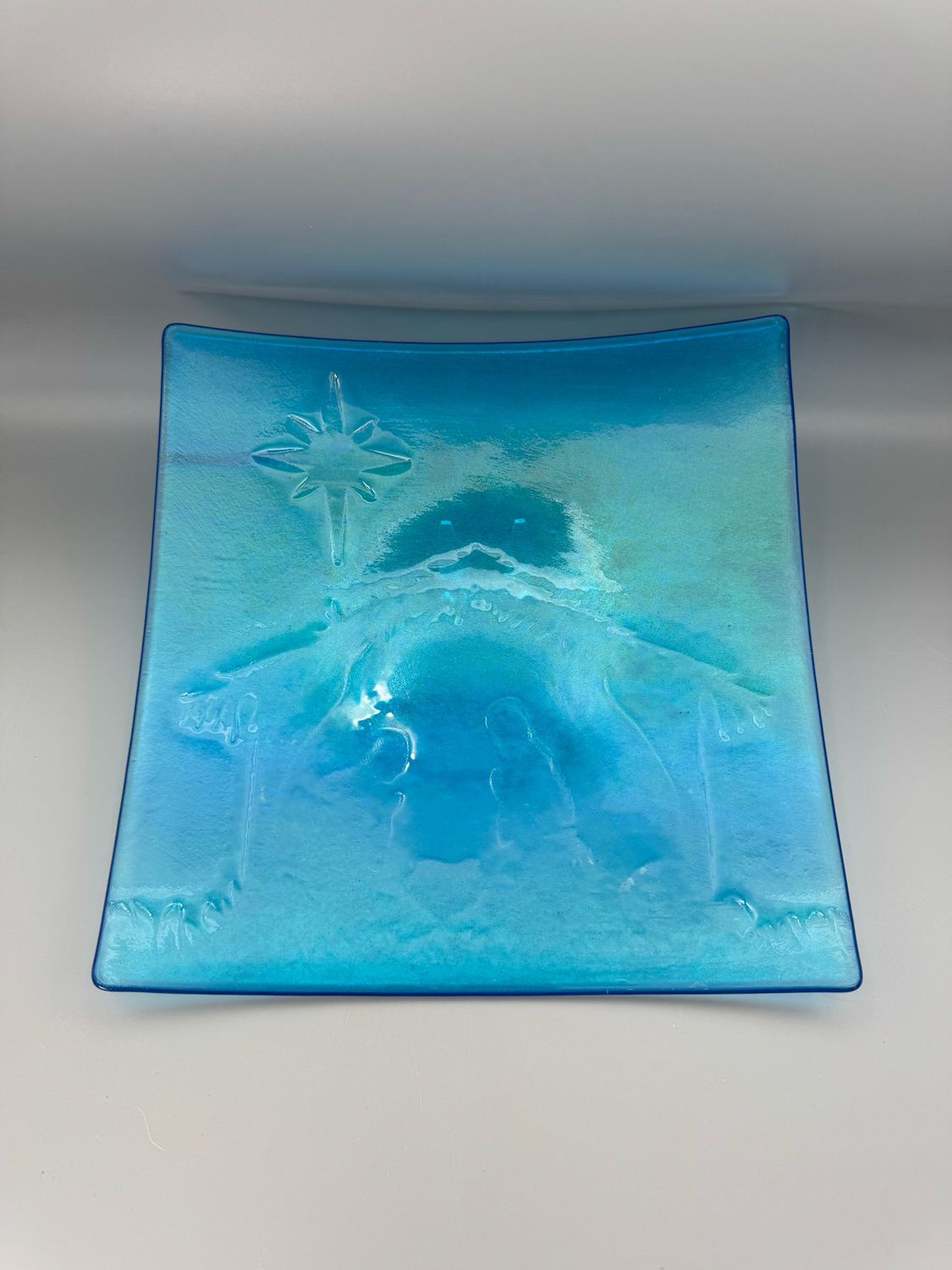 Nativity Platter in Turquoise with Rainbow Shimmer