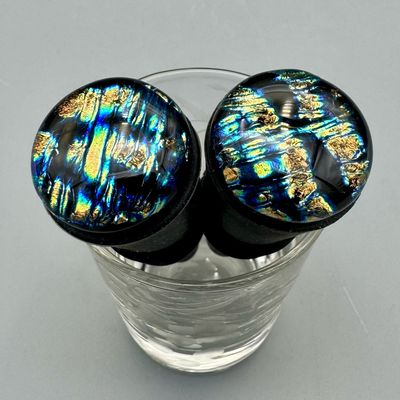 Silicone Wine Bottle Stopper -- Dichroic Rainbow Crackle