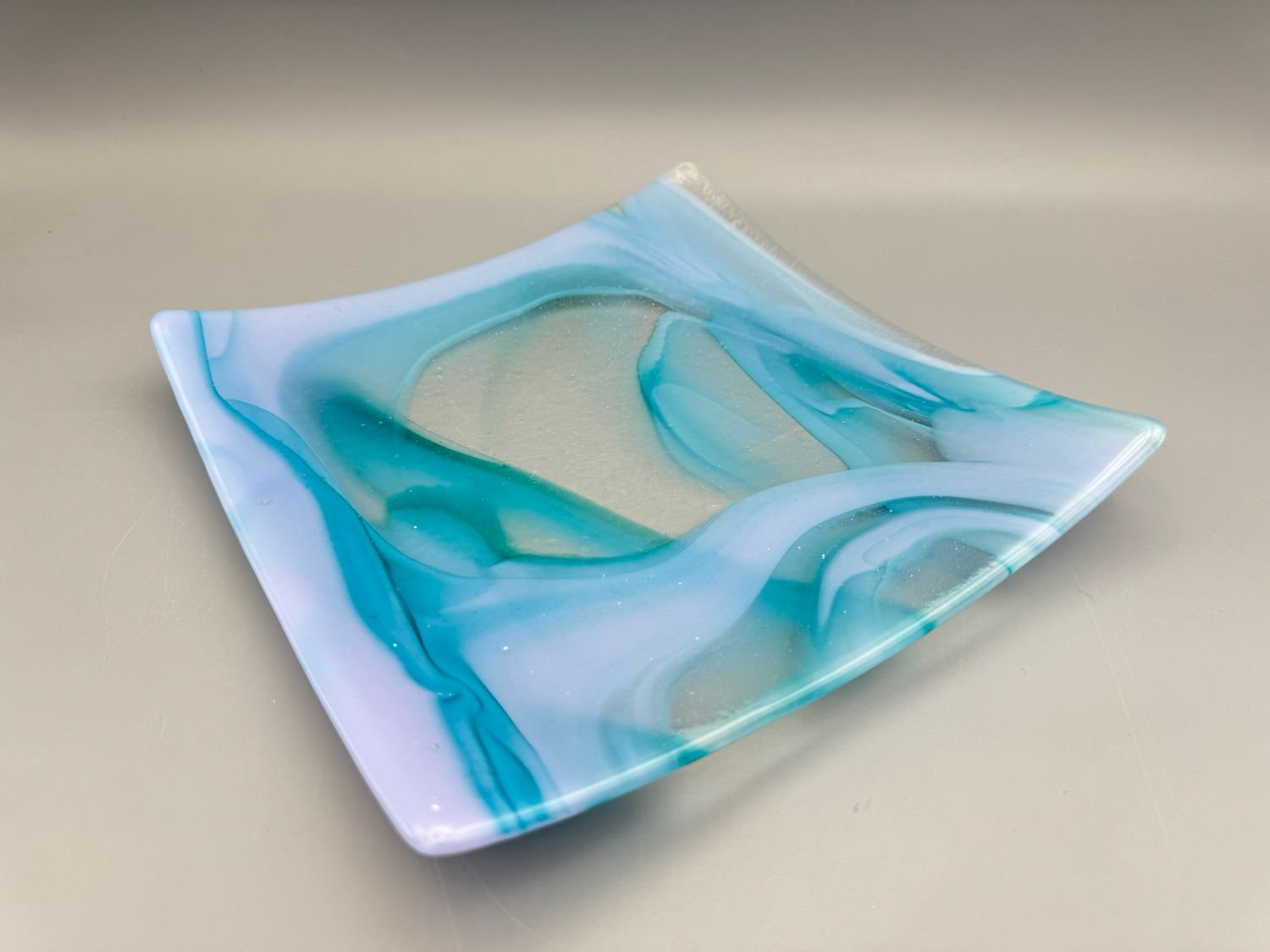 Lavender and Peacock Fused Glass Platter