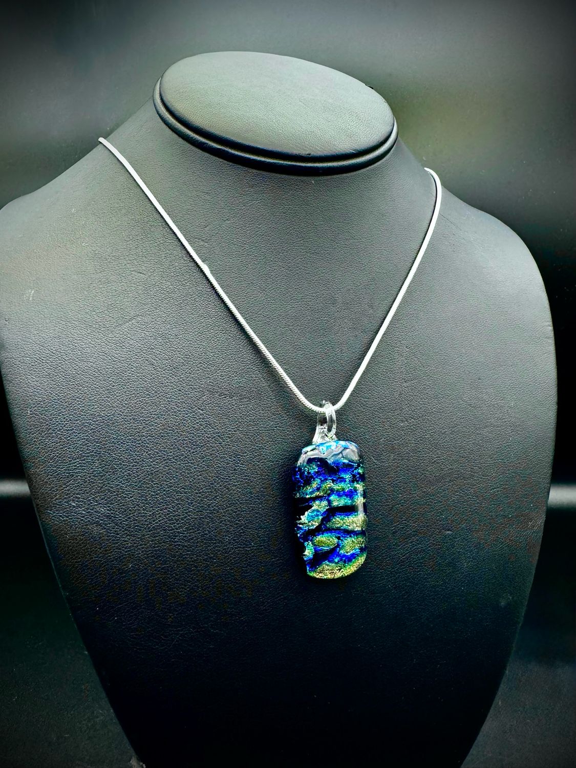 &quot;Gigi&quot; Kiln-Formed Fused Dichroic Glass Pendant