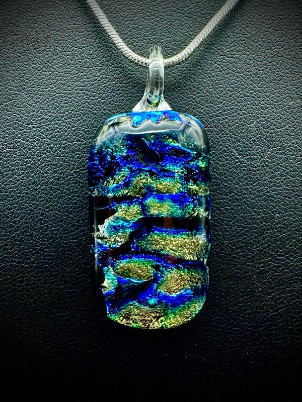 &quot;Gigi&quot; Kiln-Formed Fused Dichroic Glass Pendant