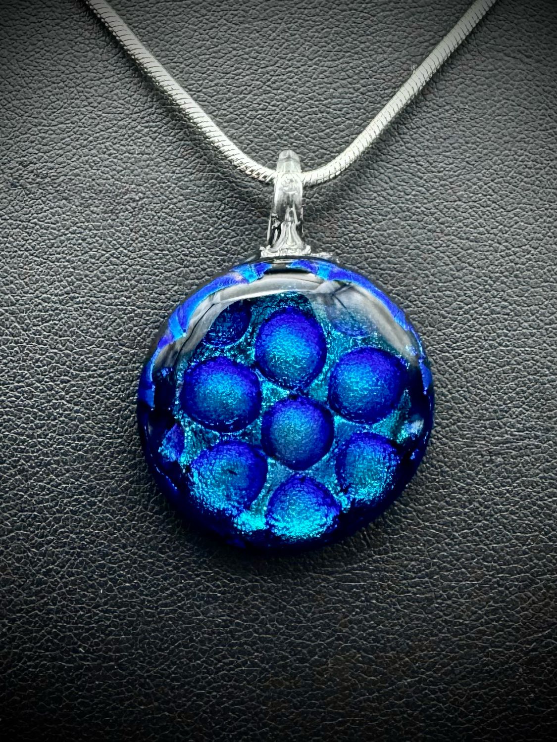 &quot;Dot&quot; Kiln-Formed Fused Dichroic Glass Pendant