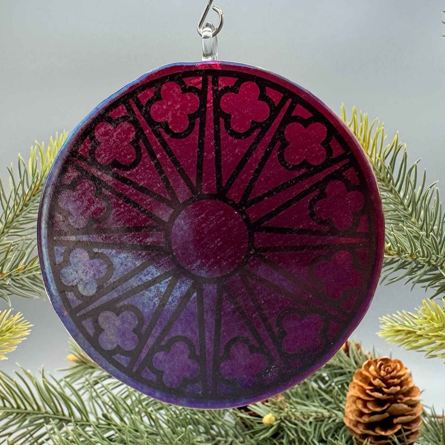 Orleans Iridescent Red Cathedral Window Ornament/Suncatcher