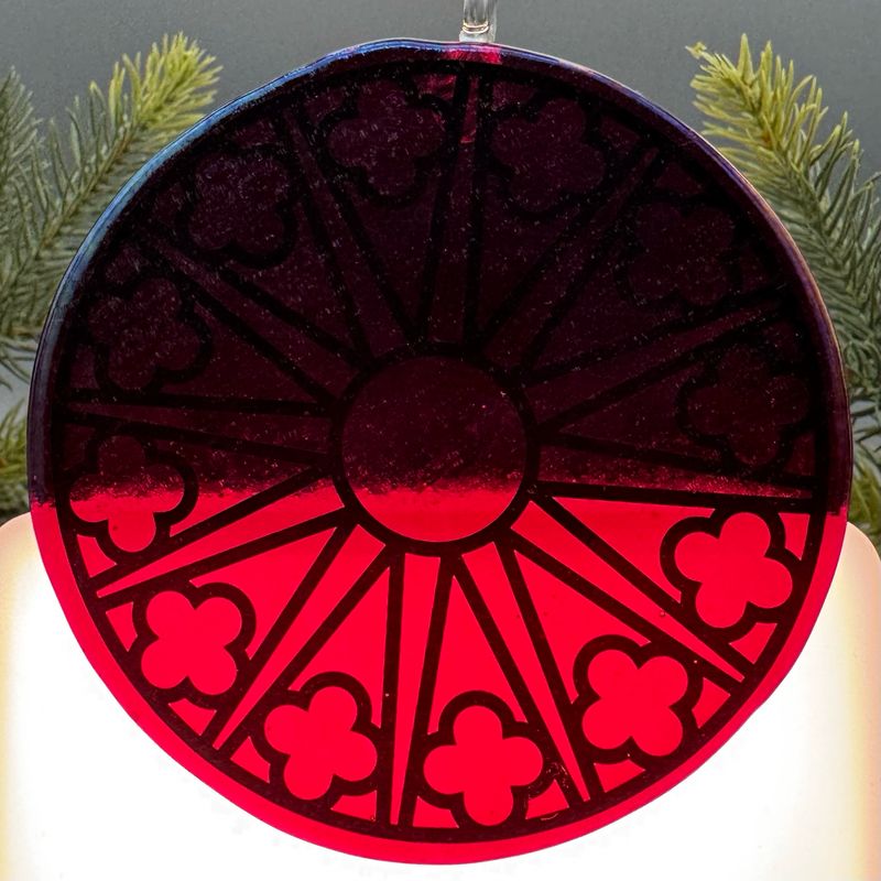 Orleans Iridescent Red Cathedral Window Ornament/Suncatcher