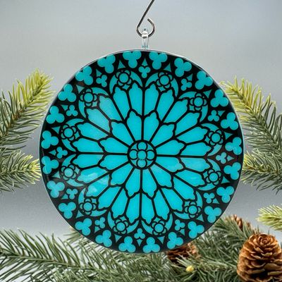 South Notre Dame Turquoise Cathedral Window Ornament/Suncatcher